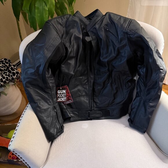 Men's Batman Motorcycle Armored Biker Style Leather Racing Jacket - Picture 6 of 6